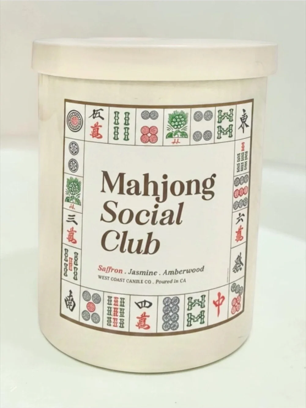 Mahjong Social Club Candle NWT Saffron Jasmine Amberwood Luxury Gift Jar
